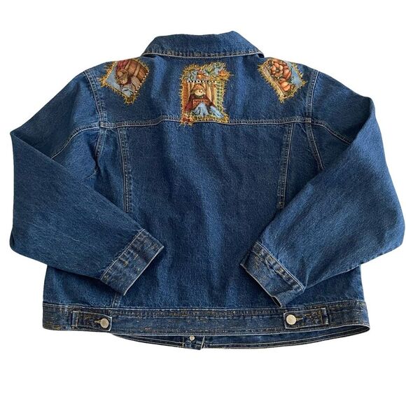 Y2K Fall Theme Embellished Denim Jacket Size 18W 20W